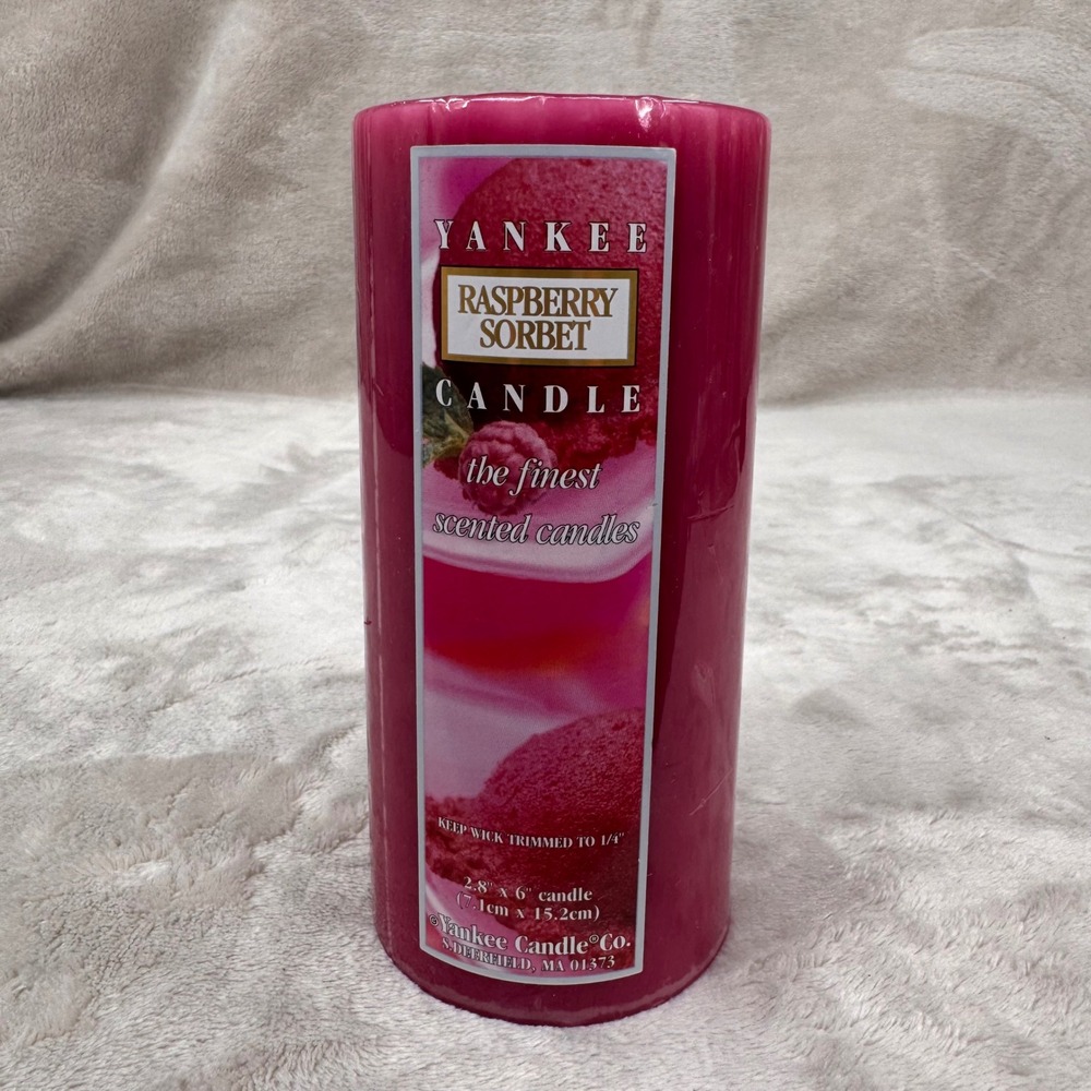 Yankee Candle Raspberry Sorbet Retired Scented Pillar Candle 6 Inch Pink 25542